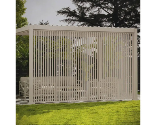 Pergola med lamellväggar i trädgården