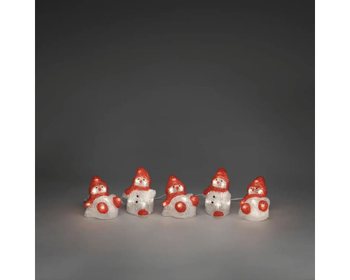 Ljusslinga med fem snögubbefigurer