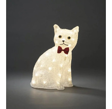 Dekorativ kattfigur med belysning och fluga