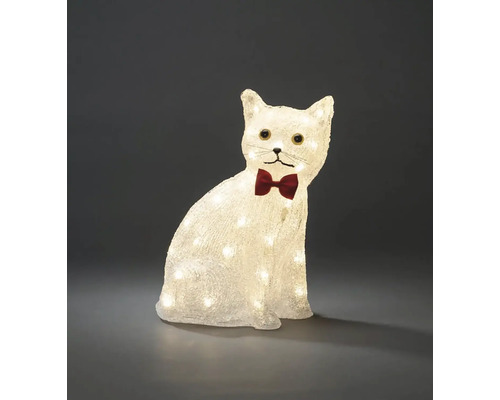 Dekorativ kattfigur med belysning och fluga