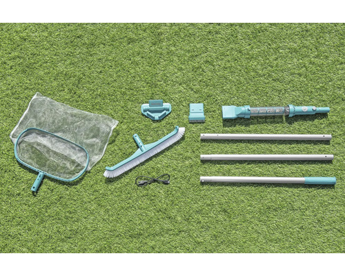 Poolrengöringsset med håv, borste, dammsugare och teleskopstång