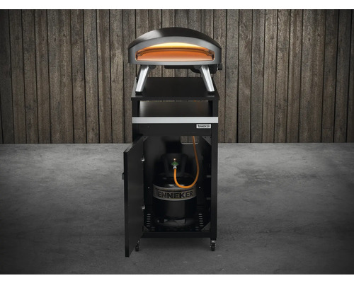 Tenneker gas pizzaugn på vagn med öppen dörr