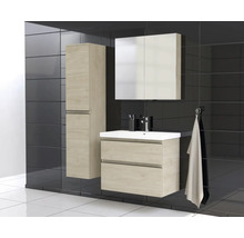 Badrumsmöbelset med tvättställsskåp, spegelskåp och högskåp i modern design