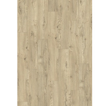 Detaljvy av golvbeläggning med ljus trälook.