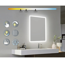 Belyst spegel med beröringssensor, justerbar ljusfärg och IP44-skydd