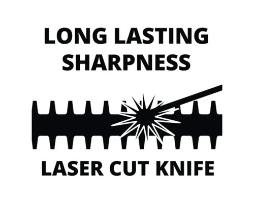 Symbol för långvarig skärpa tack vare laserskuret blad