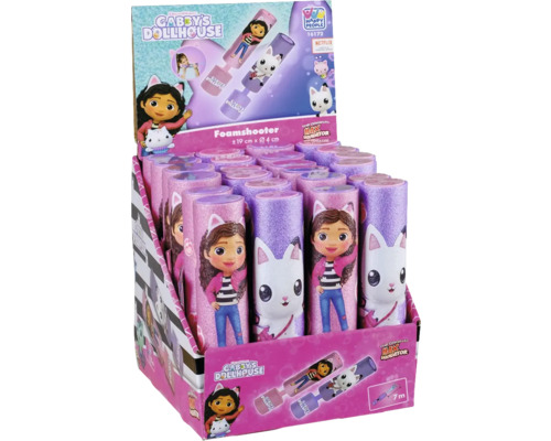 Gabbys dockhus skumskyttedisplay med leksaksvapen