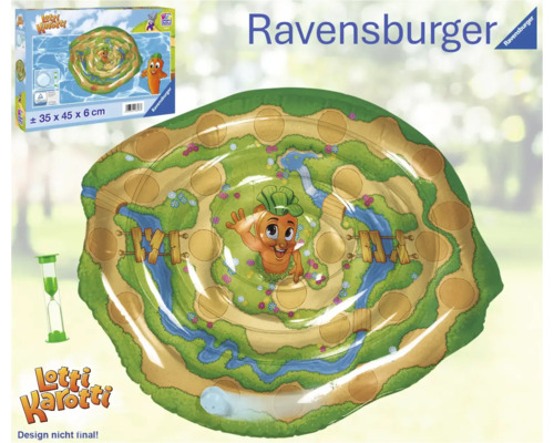 Ravensburger Lotti Karotti vattenspelsbräda med timglas och spelförpackning