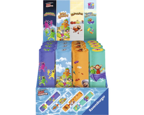 Display för Ravensburger Max Liquidator vattenpistol med olika motiv