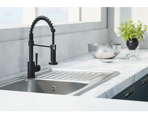 Diskho med svart kran och flexibel fjäder