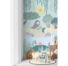 Barnrum med tapet med sjöjungfru, krabbor och träd