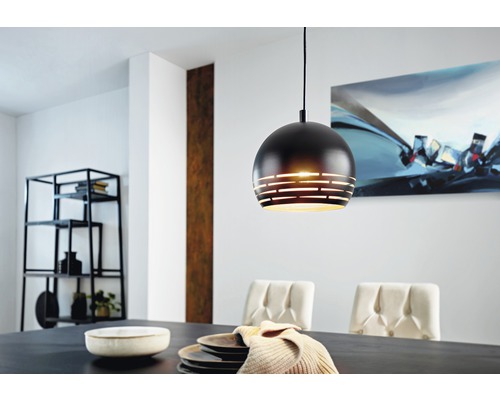 Taklampa EGLO Camastra svart/guld Hängande metallampa över matbordet i modern matsal
