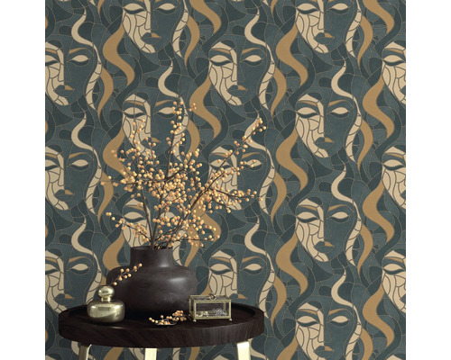 Tapet med ansiktsmönster i abstrakt stil