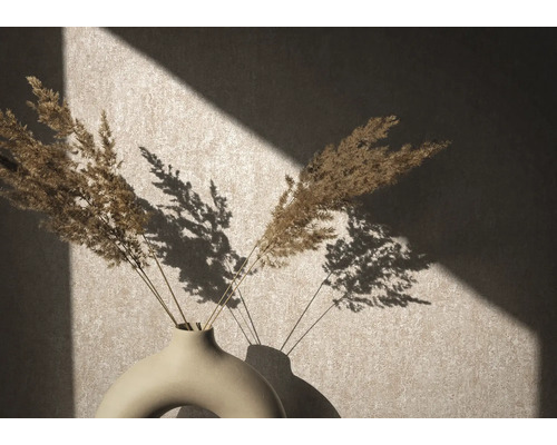 Dekorativa gräs i en vas framför en vägg