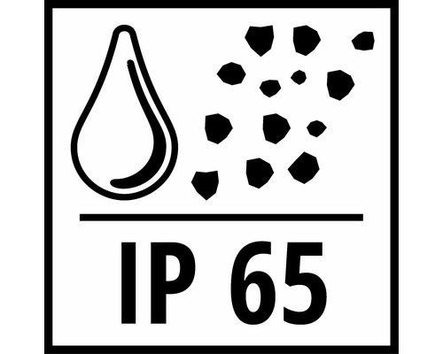 Symbol IP65: Skydd mot vattenstrålar och damm