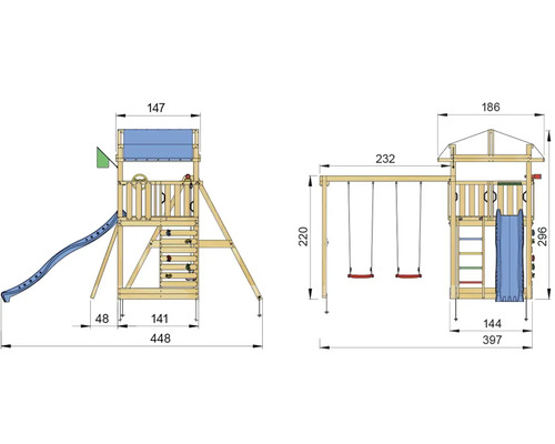 Bild av en lekplats med mått