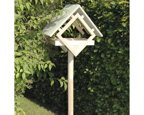 Fågelholk av trä med stativ för trädgården
