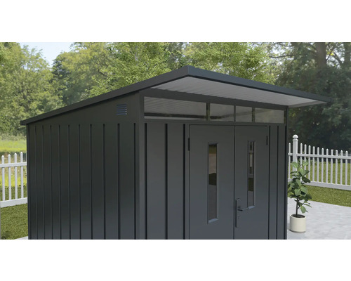 Redskapsbod med dubbeldörr och takfönster