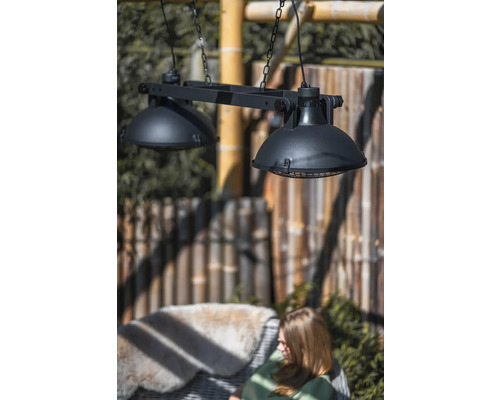 Svart dubbelspot hängande lampa för utomhusbruk