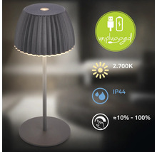 Bordslampa med batteri, skyddsklass IP44 och dimfunktion