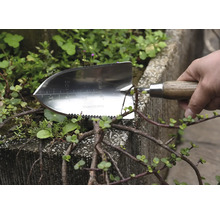 Planteringsspade i rostfritt stål med trähandtag för trädgårdsarbete