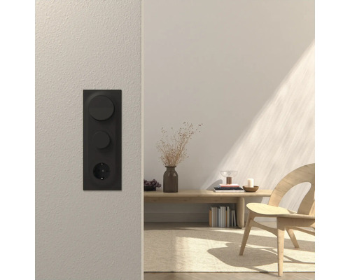 Väggscen med strömbrytare, dimmer och uttag