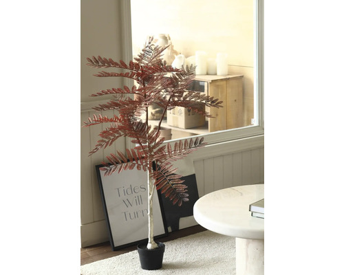 Dekorativt konstgjort träd med blad i kruka för inredning