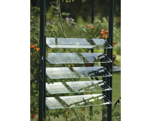 Växthusfönster med lameller för ventilation