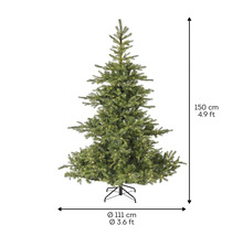 Konstgjord julgran, 150 cm hög, med LED-lampor och fot