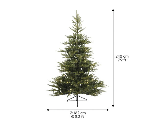 Konstgjord julgran med belysning, höjd 240 cm