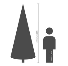 Storleksjämförelse: julgranshöjd 300 cm, personhöjd 180 cm
