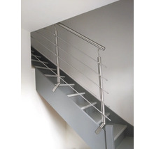 Trappa med rostfritt stålräcke