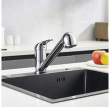 Diskho med kromad ettgreppsblandare och utdragbar dusch