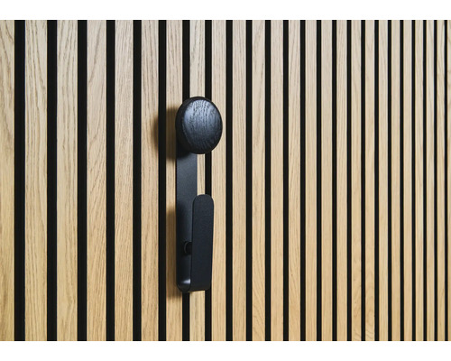 Krok SONAVA large 247x36x34mm Ø80mm trä/metall svart Väggpanel i trä med svart klädkrok