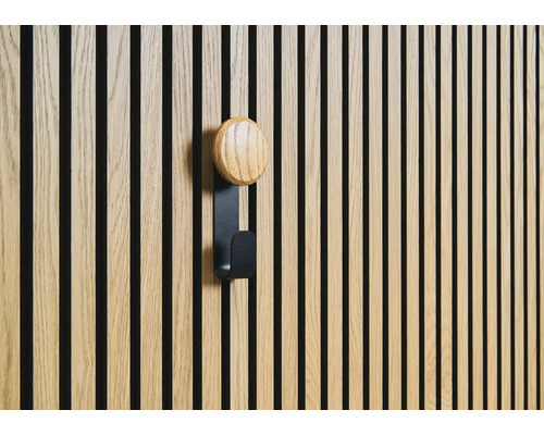 Krok SONAVA small S 167x36x34mm Ø80mm trä/metall svart Träpanel med klädkrok