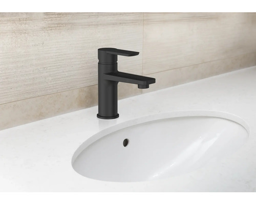 Tvättställsblandare med ett handtag på ett tvättställ