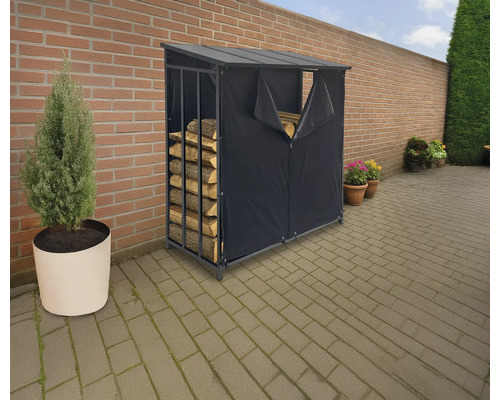 Vedförvaring Firewood 183x70x188cm antracit Vedförvaringsställ med lock för utomhusförvaring av ved.