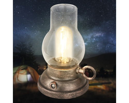 Bordslampa i lyktstil med glaskropp och ljuskälla