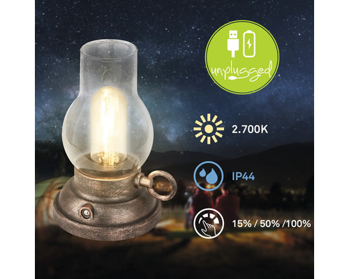 Dekorativ lampa i lyktstil med energisparlampa