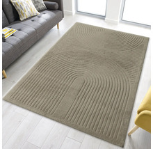 Rektangulär matta med halvcirkelmönster i vardagsrummet.