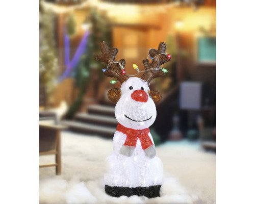 Dekorativ lysande ren för utomhusbruk med horn och halsduk