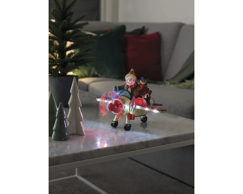 Dekorativ snögubbe flygplansfigur med LED-belysning som festlig dekoration
