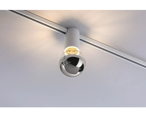 Ytmonterad spotlight med sfäriskt huvud monterad på skena