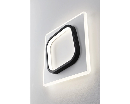 Fyrkantig LED-vägglampa med rundad, mörk ram