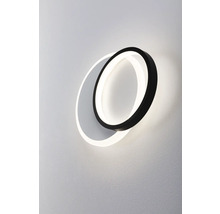 Rund LED-vägglampa med svart ram