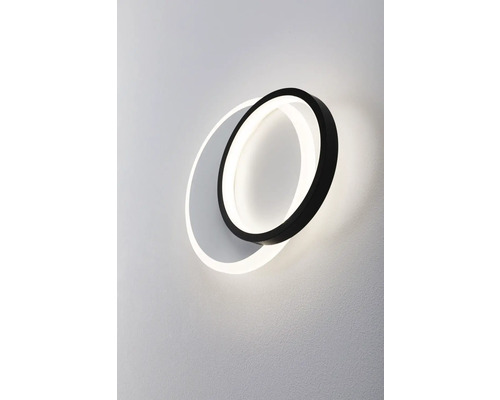 Rund LED-vägglampa med svart ram