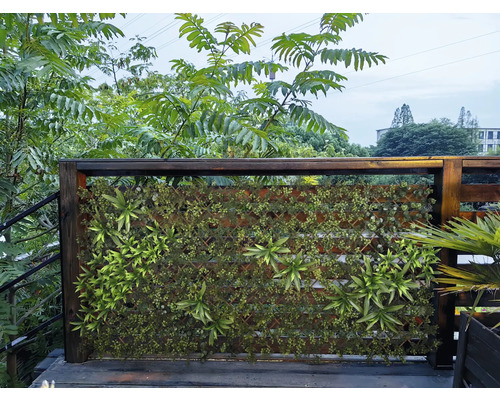 Dekorativ grön växtvägg med träram för utomhusbruk