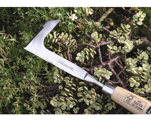 Rensjärn i rostfritt stål med trähandtag