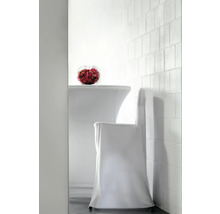 Bord och stol med stretchöverdrag och blomskål