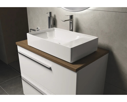 Tvättställ med tvättställsskål och underskåp i badrummet